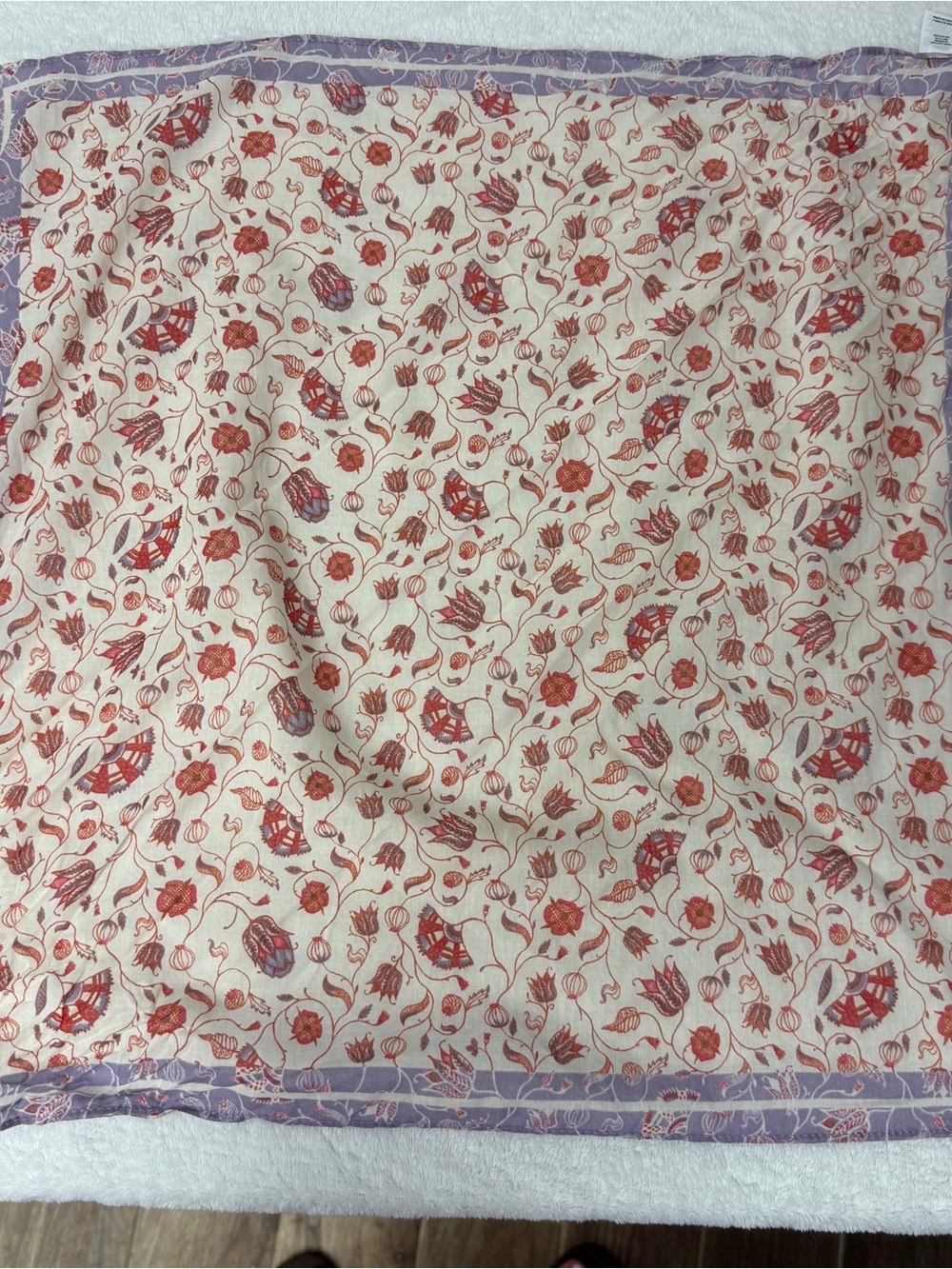 Floral Red and Lavender Lightweight Scarf